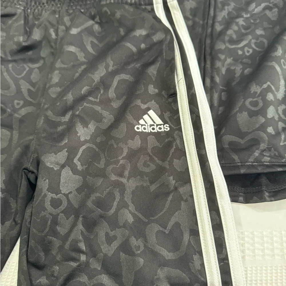 adidas Kids Black Track Jacket and Pants Set with White Stripes